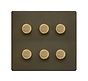 The Eton Collection Bronze Flat Plate 6 Gang 2-Way Intelligent Dimmer 150W LED (300W Halogen/Incandescent) 