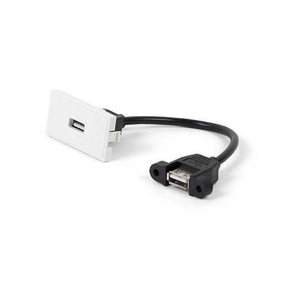 White USB Mounted Socket EM-Euro Module