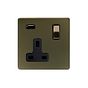 The Eton Collection Bronze 1 Gang 13A DP Socket with USB-A 2.1A