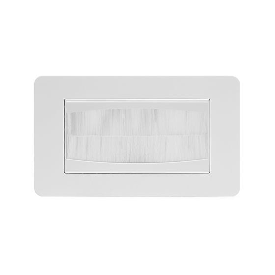 The Eldon Collection White Metal Flat Plate 2 Gang 4 Module Brush Plate Wht Ins Screwless