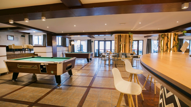 The large bar and pool table