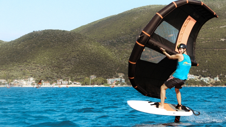 Wing foiling taster at Cosmos Beach Club