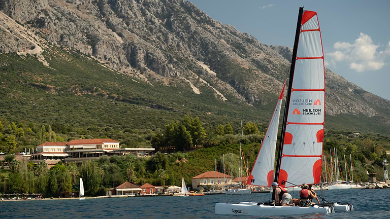 Cat sailing at Vounaki Beach Club