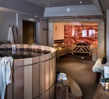 relax in the shared spa after a day on the slopes