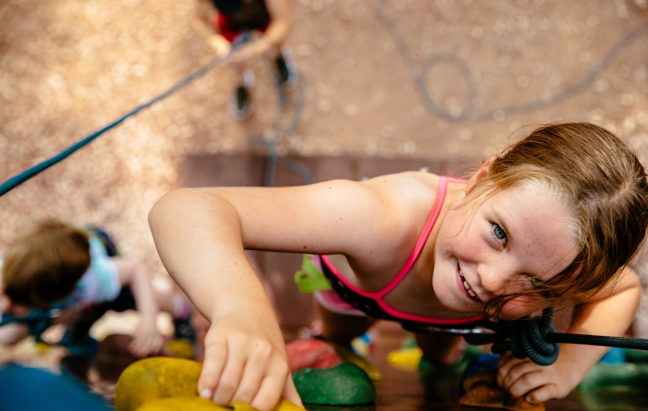 Trying the climbing wall