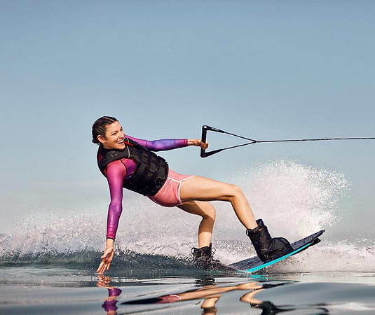 Woman wakeboarding