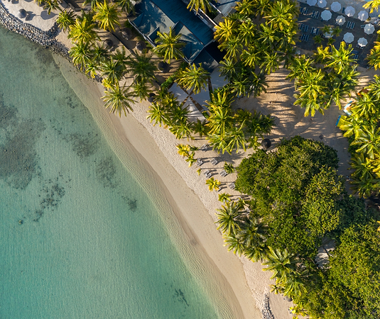 Aerial view of beach in Mauritius