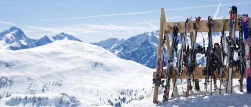 ski rack in the mountains