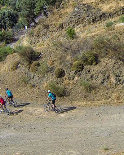 Aerial view of cycling on Lesvos, Greece