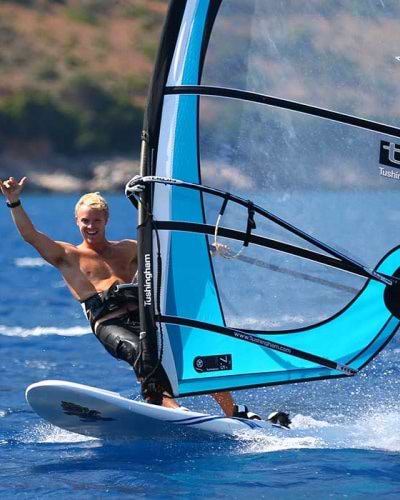 Man windsurfing in Greece
