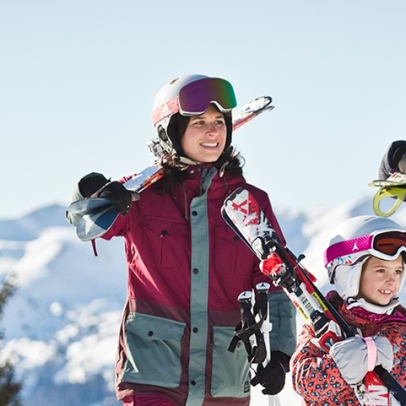 family skiing