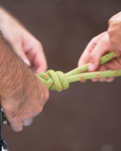 Tying knots for rock climbing