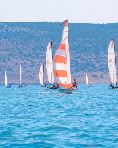 group of people dinghy sailing in Croatia