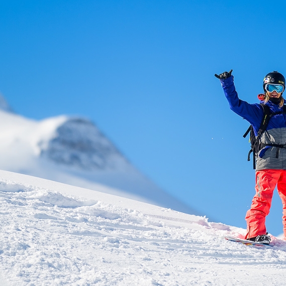 Woman snowboarder
