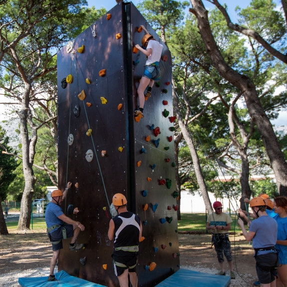 Climbing wall at Alana Beach Club 