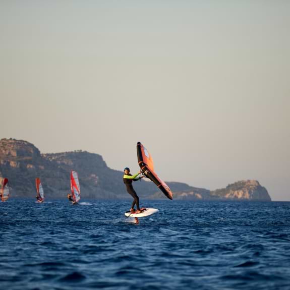 Wing foiling at Levante Beach Club