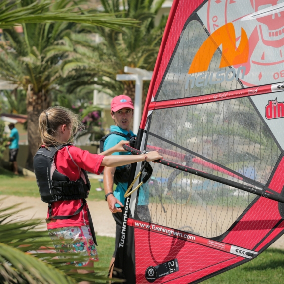 Windsurf tuition for one of our young Hot Shots at Cosmos Beach Club