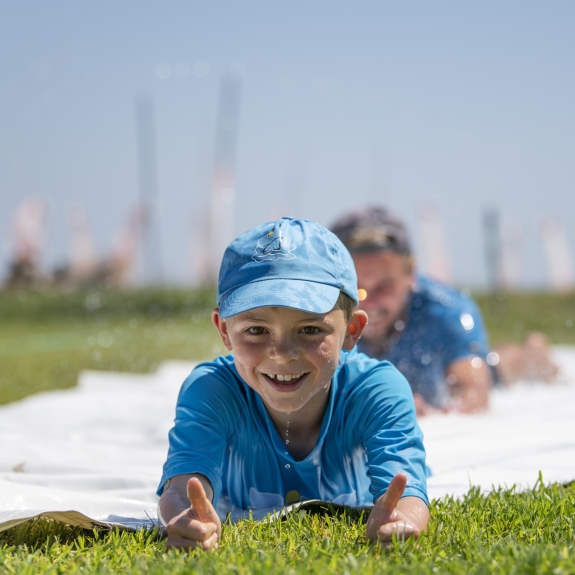 boy on slip n slide
