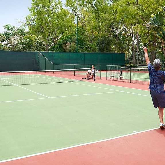 Two tennis courts and four pickleball courts