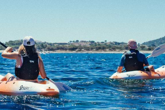 two people kayaking in Sardinia