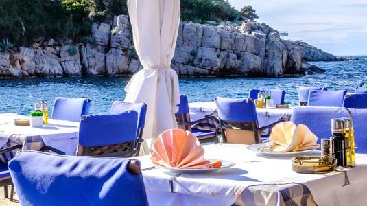 Open air restaurant next to the sea in Croatia