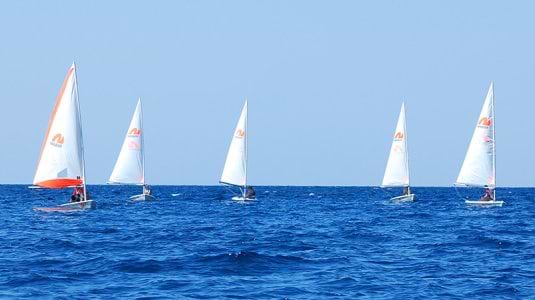 Group of people sailing dinghies