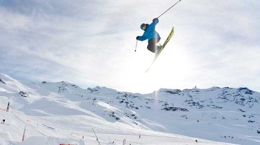 A skier getting air