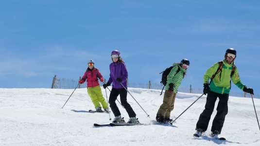 skiers and boarders