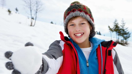 boy with snowball