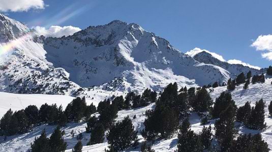 Snowy mountains in El Tarter, Andorra