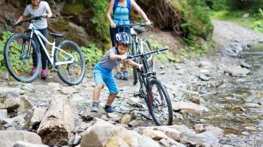 Cycling near a stream