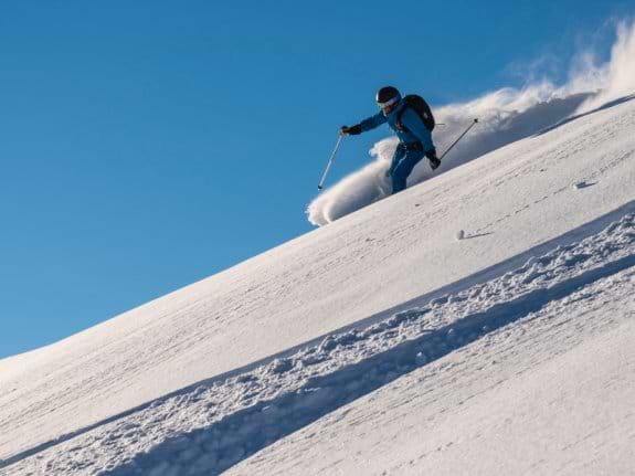 skier in powder