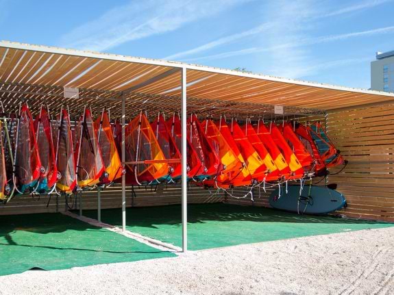 windsurf racks at Alana Beachclub