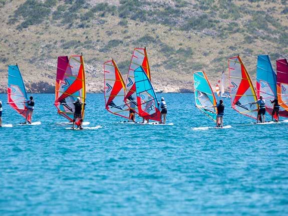A group windsurfing at Alana Beachclub, Croatia