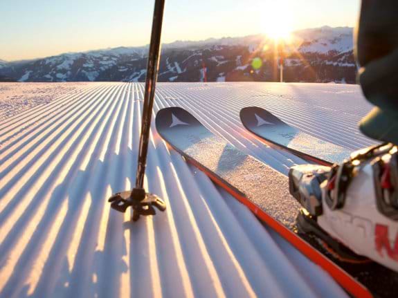 Skier at sunrise