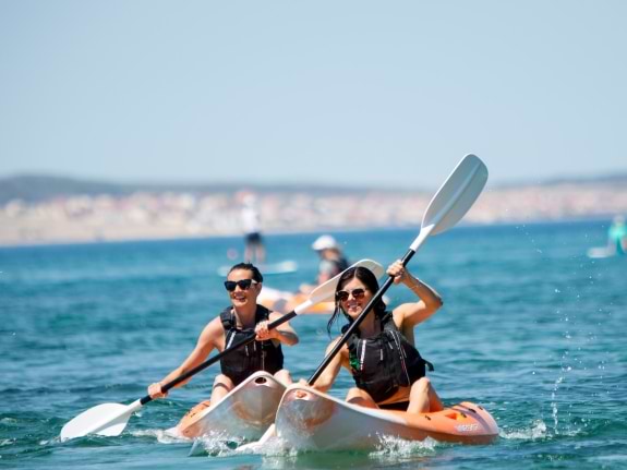people kayaking