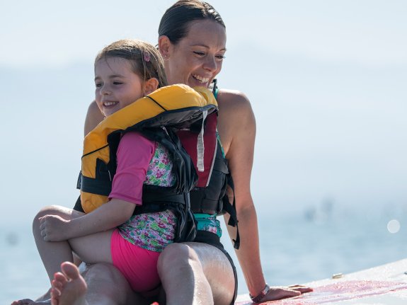 mum and daughter on paddle board