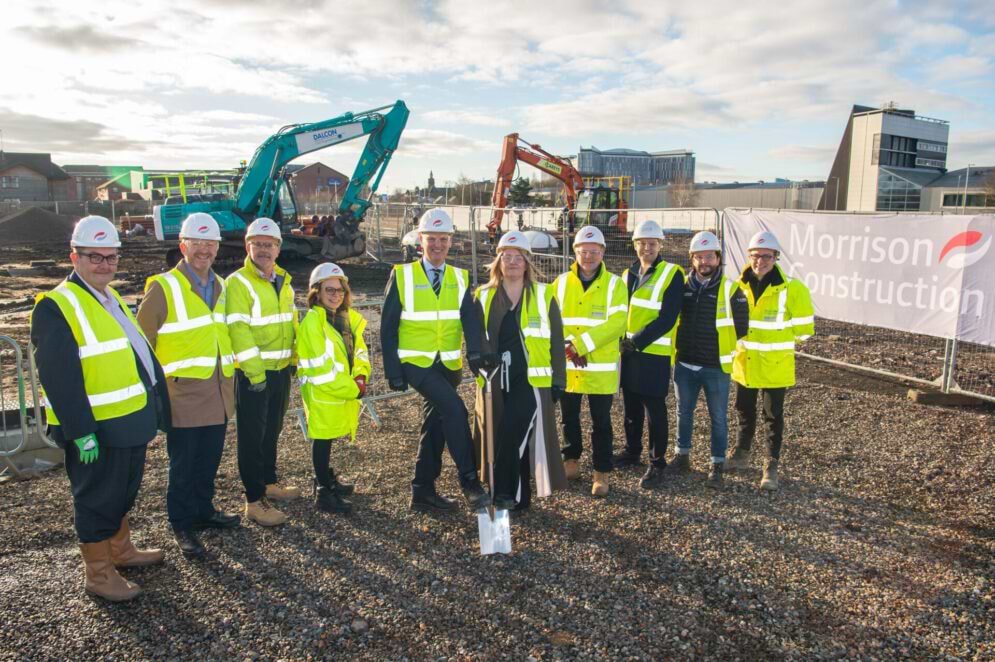 Last week, James Sheppard, Managing Director (UK & Ireland) and James Dawson, Development Manager (UK & Ireland), were joined by Health Innovation Hub partner, University of Glasgow and contractor, Morrisons Construction to mark the start of works on the Health Innovation Hub, situated in the Govan and Linthouse area of Glasgow. A special breaking ground ceremony was held at the Health Innovation Hub, which is supported by Scottish Enterprise and is a flagship investment within the University’s Glasgow Riverside Innovation District (GRID).