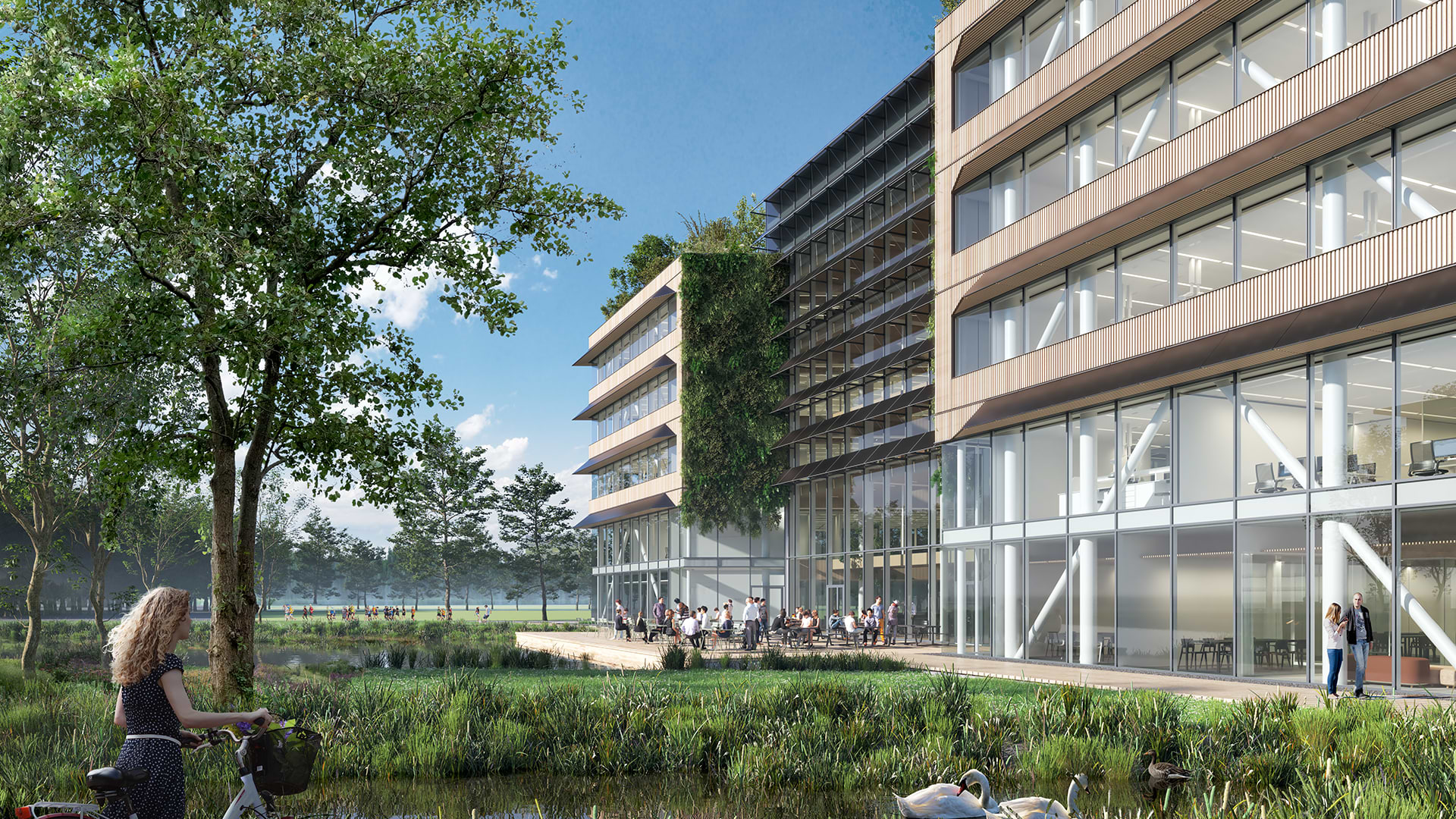 Plus Ultra Utrecht offers companies the opportunity to grow in a prominent location located on the Utrecht Science Park. Plus Ultra Utrecht will be a multi-tenant building where R&D companies in the field of Life Sciences and health will have space to innovate and grow. The new building will be an inspiring and lively meeting place in the largest science park in the Netherlands. Plus Ultra Utrecht will be completed in June 2025. The name ‘Plus Ultra’ fits in perfectly with this. Plus Ultra’ means ‘ever further’ and refers to the drive to keep innovating and improving. Plus Ultra Utrecht will consist of over 22,880 m2 GLA, with space for laboratories and offices. The building will be surrounded by greenery and encourage meetings. As the building’s hub, Plus Ultra Utrecht’s atrium provides access to meeting facilities, the restaurant, the Science Gallery and rentable spaces. Externally, the atrium extends to a terrace to the south. Thus, the atrium provides space for lunch, flexi-working, meeting and celebrating successes. The corridor around the atrium is fixed, but otherwise the floors can be arranged freely. On each floor, both offices and laboratories can be arranged. Kadans Science Partner likes to think along with its clients when it comes to furnishing their office spaces. That is why we offer workshops to guide clients towards an optimal floor layout and include all disciplines (office and labs) in a tailor-made design.