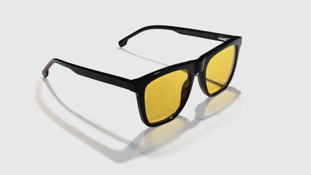 Yellow tinted blue light blocking glasses