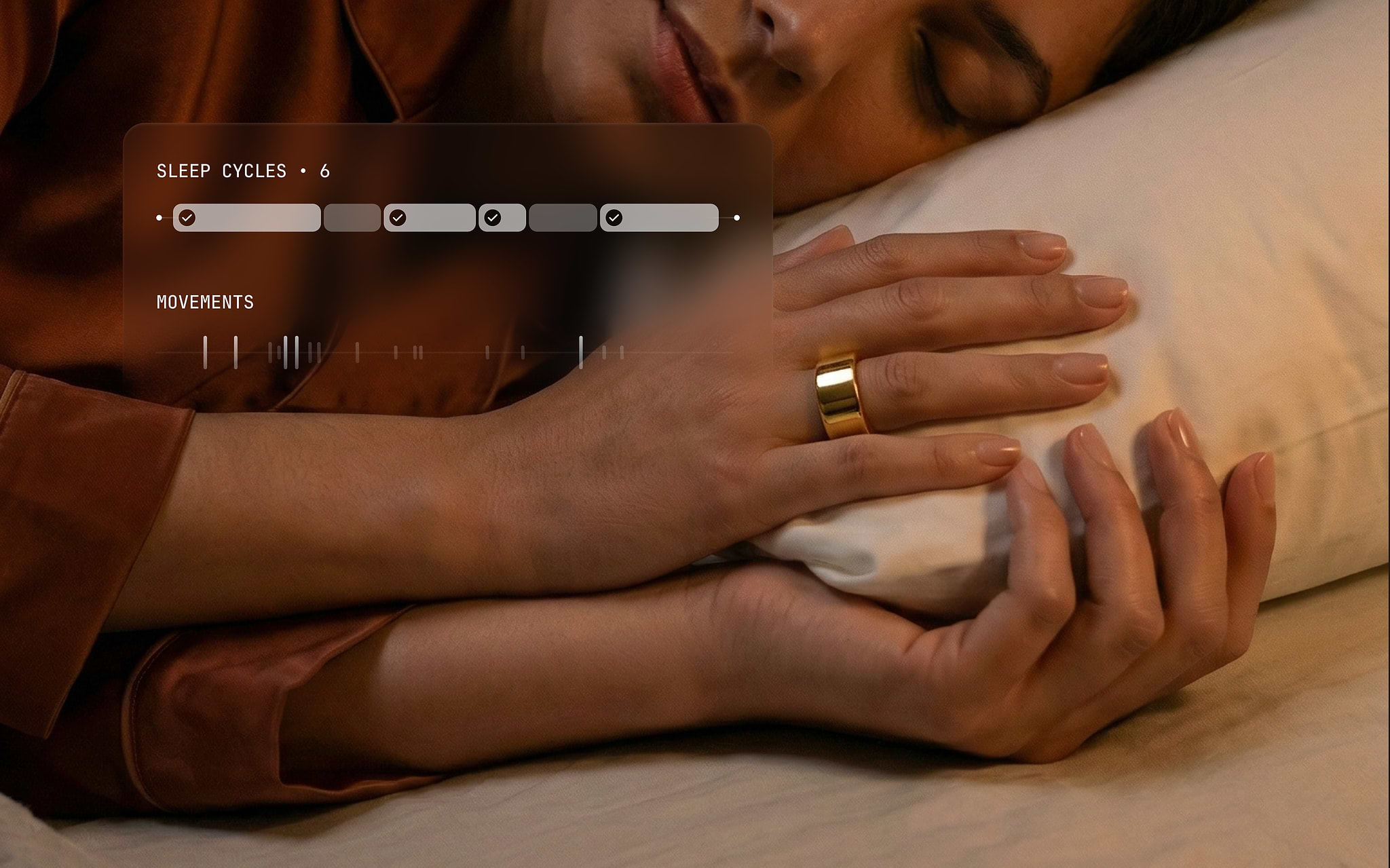 Ring PRO sleep tracking with sleep cycles and movement chart overlay