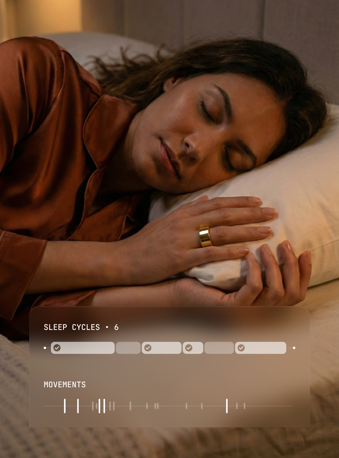 Ring PRO sleep tracking with sleep cycles and movement chart overlay