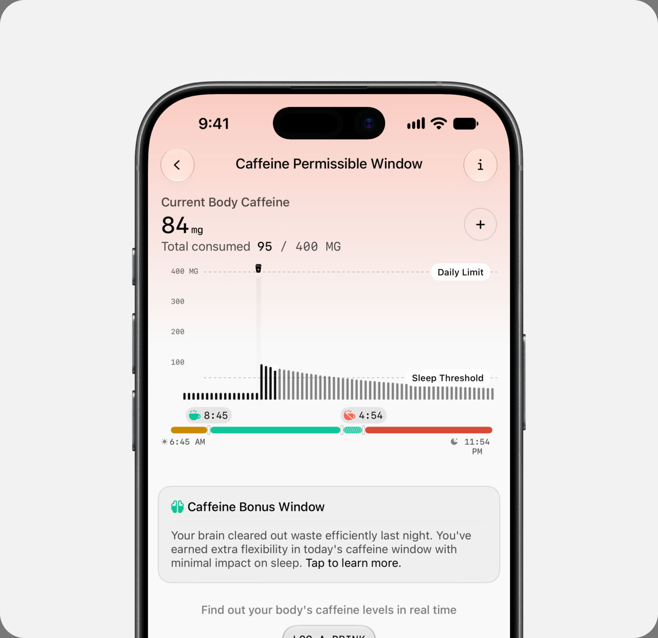 Sleep and circadian tracking on Ultrahuman Ring: Caffeine Window PowerPlug