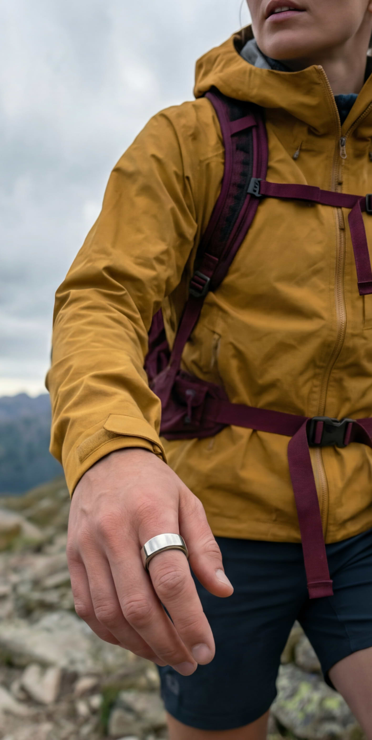 Cyclist ascending a mountain road