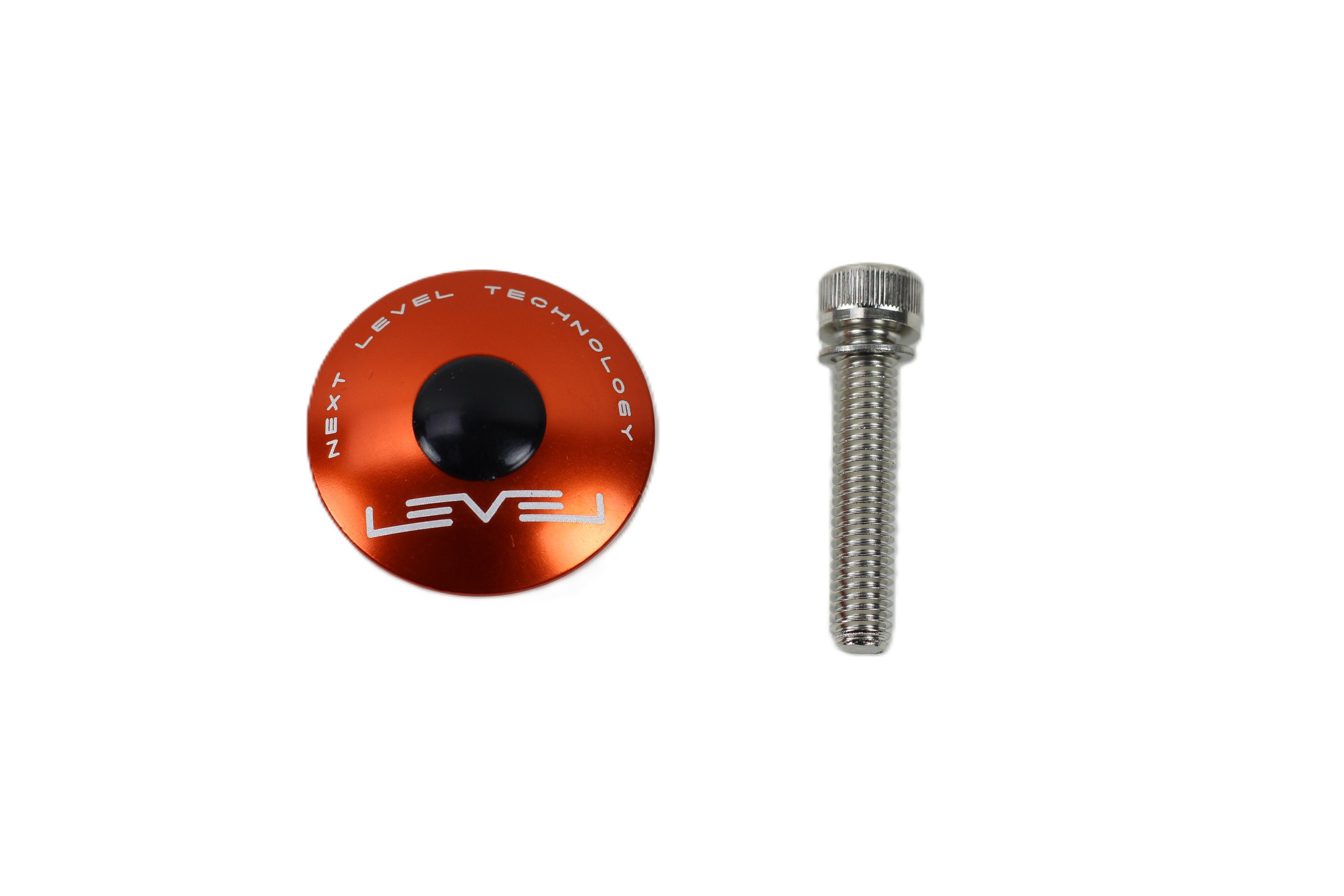 Level CNC Top Cap with Bolt - Anodised Orange