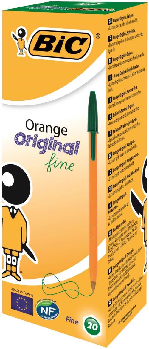 Bic Orange Fine Ballpoint Pen Green (Pack of 20) 1199110113