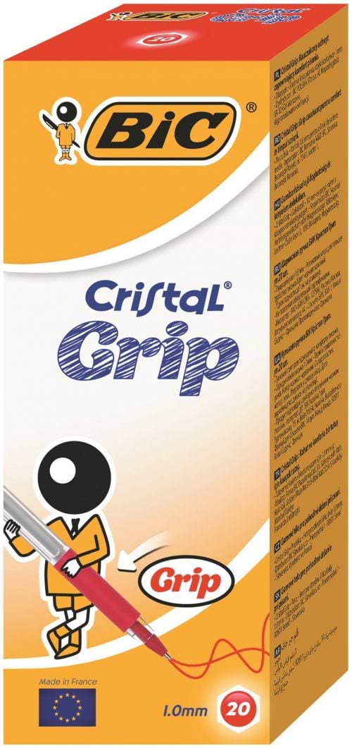 Bic Cristal Grip Ballpoint Pen Medium Red (Pack of 20) 802803