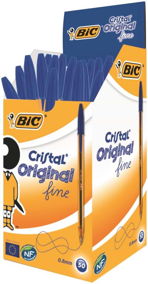 Bic Cristal Fine Ballpoint Pen Blue (Pack of 50) 872730