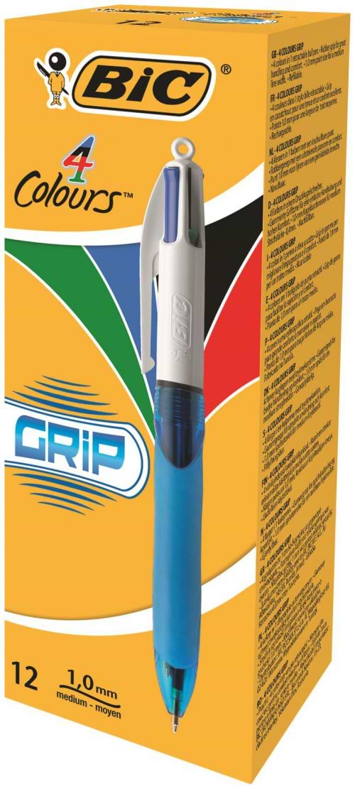 Bic 4 Colours Comfort Grip Ballpoint Pen (Pack of 12) 8871361
