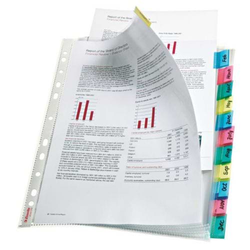 Esselte 12-Tab Index Pocket A4 Assorted 414170
